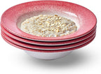 Portmeirion Potter's Mist Oatmeal Bowls (Set of 4) - Elegant Earthenware for Breakfast, Lunch & Dessert - Microwave & Dishwasher Safe Bowls, Handcrafted Stackable Bowl Collection (Red Mist)
