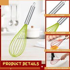 16 Sets 12 Inch Christmas Whisks Gifts DIY Fillable Christmas Tree Ornaments Xmas Colored Silicone Whisks for Cooking Heat Resistant Egg Beaters with Card Rope Bag for Candy Holder