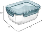 Bormioli Rocco Frigoverre Evolution Collection - 7 x 5.5 Inch Rectangle Container - 1 Liter (33.75oz) - Grey