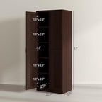 HOMCOM 63" 2-Door Kitchen Pantry, Freestanding Storage Cabinet with 5-Tier Shelving and 2 Adjustable Shelves for Dining Room, Cinnamon Cherry Wood Grain