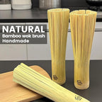 Bamboo Wok Brush 2 Pack – Handmade Natural Scrubbers for Carbon Steel & Cast Iron, 100% Bamboo, No Metal, Eco-Friendly Kitchen Cleaning Brushes for Woks, Pans, Dishes, Teapots(for All Pots)