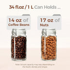 ComSaf Glass Jars with Airtight Lid Set of 3, Mason Jars 32 oz, Pickling Jar, Canning Jar 32oz, 32 oz Glass Containers with Lids for Kitchen, Pickle, Flour, Cereal, Pasta, Sugar, Herb