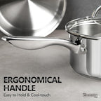 MICHELANGELO Saucepan Set 6pc, Triply Stainless Steel Sauce Pan with Lids 1QT & 2QT &3QT, Kitchen Cooking Pot for Home Use, Dishwasher Safe & Induction Compatible