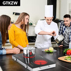 2 Burner Electric Cooktop, 110V 2400W Electric Stove Top, 24 Inch Hot Plate with Knob Control, Kids Lock & Timer, 9 Power Levels, LED Touch Control