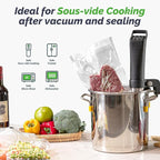 GERYON Vacuum Sealer Machine, Food Vacuum Sealer with Powerful Suction | Slim Design | Easy to Use | Led Indicator Lights for Sous Vide, Meal Prep, w/Starter Kits for Vacuum Seal Container (Black）