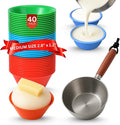 MEDIUM Size (2.8" x 1.2") 40 Pcs Puto Molder Filipino with Pouring Measuring Cup - Kutsinta Molder for Baking - Puto Mold Cups for Steamer - Filipino Plastic Molds for Desserts