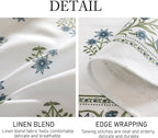 ISAENNE Designer White Linen Extra Long Rectangle Tablecloth,Chinoiserie Floral Elegant Indoor Table Cloth,Fall Stain Proof Decor Tablecloths for Dining Thanksgiving Kitchen,63"*110"-Mosella F