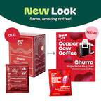 Copper Cow Coffee Premium Pour Over Single-Serve Vietnamese Coffee Pouches (8 pack) | Churro | Dark Roast | Flavored with Real Cinnamon | Convenient Vietnamese Ground Coffee Packets, Travel Friendly