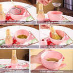 Matcha Whisk Set，Includes Matcha Bowl, Matcha Whisk and Holder, Bamboo Scoop, Scoop Rest, Sifter and Tea Towel, Ceremony Matcha Tea Making Tools