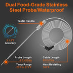 Dual Probe Rechargeable & Waterproof Digital Meat Thermometer for Food - Large LCD Backlight Cooking Thermometer for Kitchen Smoker Oven Grill BBQ Candy