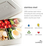 LunchBots Medium Uno Stainless Steel Sandwich Container - Open Design for Wraps - Salads or a Small Meal - Eco-Friendly - Dishwasher Safe and BPA-Free - Aqua Dots