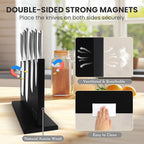 DAWNTREES Large Black Magnetic Knife Holder, 16 Inch Magnetic Knife Block Kitchen Counter Universal Knife Display Rack Multifunctional Storage