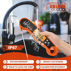 Meat Thermometer Digital - Fast Instant Read Thermometer for Cooking, Grilling, Candy Making, IP67 Waterproof with Backlight,Christmas Stocking Stuffers Gifts for Men, Dad, Husband - Orange
