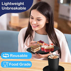 Kitchen Wheat Straw Dinnerware Set 40 PCS Dishes Sets for 8 Plastic Plates Reusable Dinner Plates Cereal Bowls Small Cups Dishwasher & Microwave Safe Unbreakable Dish Set for Picnic RV-Black