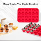 Redfly 24-Cup Silicone Mini Muffin Pan – 2 Pack Cupcake & Muffin Baking Tin Cupcake Pans