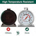 Oven Thermometer for Temperature Gauge, Safe for Inside Gas/Electric/Grill Smoker, Analog Dial Stainless Steel Oven Thermometers with Large Hanger & Base for Instant Reading in Cooking Baking