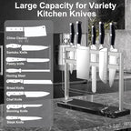 YIIYIIN Magnetic Knife Block with Acrylic Shield - Marble Based Double Side Magnetic Knife Stand - Kitchen Magnetic Knife Holder - Knife Storage - Knife Holders for Counter Top - Black