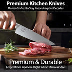 imarku Kitchen Knife Set, 15 Piece Premium Knife Block Set, Dishwasher Safe Knives Set for Kitchen, Razor Sharp Japanese Knife Set with Built-in Sharpener, Ergonomic Handle, Brown