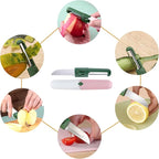2 in 1 stainless steel Paring knife Peeler; fruit peeler; apple peeler; pear peeler, vegetable peeler, Kitchen Peeler (1, Pink White)
