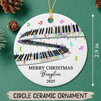 Personalized Text Year Name Keyboardist Ceramic Xmas Ornament, Unique Keyboard Musical Christmas Ornaments Gift for Women Men Friends Keyboards Player, Customized Keyboard Musical Instrument Ornament