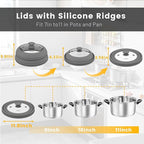 Collapsible Microwave Splatter Cover - Vented Silicone & Glass Lid with Easy-Grip Handle, Fits 6 to 11 Inch Plates & Bowls, 11.8 Inch Diameter, Prevents Splatters & Ensures Even Heating