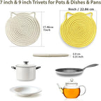 UKJENT Trivets for Hot Dishes - 5 Pcs Cotton Trivet Mats, Heat Resistant Hot Pads Pot Holders Set for Hot Pots & Pans, Kitchen Counter Farmhouse Table New Home Decor Essentials(7" & 9" & 12")