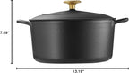 Tramontina Bestow Enameled Cast Iron Dutch Oven Pot with Lid, Round 5.5-quart, Matte Black with Gold Knob