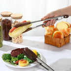 Baderke 2 Pcs Walnut Wooden Kitchen Tongs for Cooking Wooden Utensil Set Salad Tongs with Wood Tips for Serving Salad Flipping Burgers Grilling and Much More, Set of 2, 11.4 inch and 14.6 inch