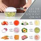 Ourokhome Manual Food Processor Vegetable Chopper, Portable Hand Pull String Garlic Mincer Onion Cutter for Veggies, Ginger, Fruits, Nuts, Herbs, etc., 500ml, White