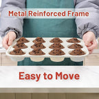Silicone Muffin Pan, Metal Reinforced Frame Cupcake Pan 12 Cups Regular Size Easy to Move in or Out of Oven Non-Stick (2)