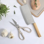 Oster Huntingfield 2 Piece Knife Set - Olive Wood Cleaver Knife and Stainless Steel Kitchen Shear Scissor