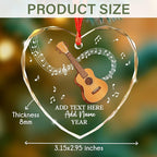 Personalized Ukulele Glass Ornament with Text Name Year, Ukulele Instrument Christmas Tree Ornament, Customized Musical Instrument Christmas Ornaments 2025, Gift for Men Women Music Lover