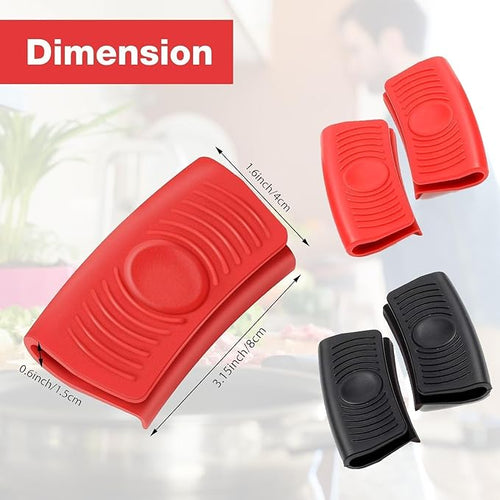 2 Pairs Silicone Pot Handle Cover, Heat Resistant Pan Handle Sleeve, Nonslip Silicone Handles for Pots, Pans, Enameled Griddles, Casserole, Frying, and Cookware