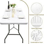 6 Pack Stretch Fabric Table Top Cap Cover, fits 6' Tables, Spandex Table Covers Washable Elastic Universal Rectangle Tablecloth Protector for Indoor Outdoor Party Picnic Wedding, White, 30" W x 72" L