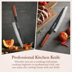 HEZHEN Kiritsuke Knife,9.5 Inches,3 Layers High Carbon Clad Steel Japanese Knife, Professionl Professional Japanese Kitchen Knife, Redwood Octagonal Handle