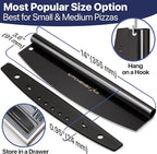 KitchenStar 14-Inch Pizza Cutter Rocker Blade - Sharp Stainless Steel Slicer Knife, Protective Cover, Black Nonstick, Large - Professional Pizza Oven Accessories
