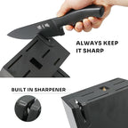ZHANG XIAO QUAN SINCE 1628 15Pcs Knife Sets with Block, knife sets for kitchen with block High Carbon Stainless Steel Built-in Sharpener(Black)
