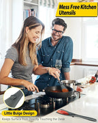 Pack of 2 Cooking Spoons for Non Stick Cookware, Multifunction Spatula Spoon BPA-Free, One-Piece Design, Suitable for Scooping, Scraping, Serving and Mixing(BLACK-GRAY)