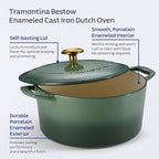 Tramontina Bestow Enameled Cast Iron Dutch Oven Pot with Lid, Round 5.5-quart, Cactus (Gold Knob)