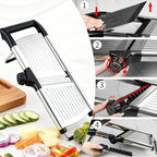 Mandoline Food Slicer, Adjustable Mandoline Slicer for Kitchen, Stainless Steel Mandolin Vegetable Chopper for Potato/Tomato/Onion, Vegetable Slicer Julienne Cutter with Cut-Resistant Gloves