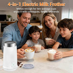 Milk Frother, 4-in-1 Electric Milk Steamer with Warm and Cold Foam Maker, Milk Heater and Warmer Hot & Cold Milk Foamer Maker for Latte Coffee Chocolate