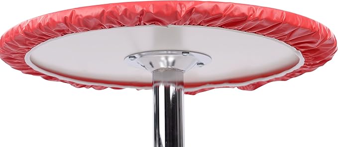 Yourtablecloth Heavy Duty Vinyl Round Fitted Tablecloth (Table Cover) with Flannel Backing Vibrant Colors Elasticized Tablecloth Great for Indoor and Outdoor Dining and Playing Cards 60” Black
