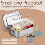 GOLDEN KEY Stainless Steel Bento Box for Kids,BPA Free Lunch Box for Kids with Leakproof Condiment Container,3 Compartment Bento box for School and Eating Out,Freezer & Dishwasher Safe(Green)