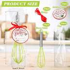 24 Sets 10 Inch Christmas Whisks Gifts DIY Fillable Christmas Tree Ornaments Xmas Colored Silicone Whisks for Cooking Heat Resistant Egg Beaters with Card Rope Bag for Candy Holder