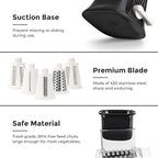 X Home 5-in-1 Rotary Cheese Grater for Kitchen, Upgraded Hand Crank Shredder with Stronger Suction Base & Multifunctional Drum Blades, for Cheese, Vegetables and Nuts, Easy to Use and Clean, Black