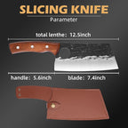 Meat Cleaver Chef Viking Butcher Japanese Cutting Boning Chopping Knife Hand Forged Full Tang Knives with Sheath for Kitchen, Outdoor Cooking, Camping, BBQ, Gift for Man and Women