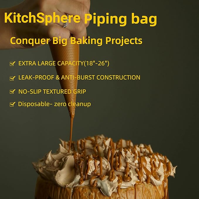 XL 20 Inch Large Piping Bags,100 Pack Disposable Pastry Bags,Thick Anti-Burst Icing Piping Pastry Bags For Frosting Decorating Cake Cupcake Cookie (XL 20 Inch-100 Pack)
