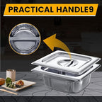 Hotel Pan Lids 6 Pack– Fits 1/6 Size Stainless Steel Steam Table Pans, Anti-Jam Food Pan Cover for Catering, Buffet Use, Kitchen Prep