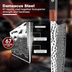 Kiritsuke Chef Knife,Upgraded 8 Inch Professional 67-Layer VG10 Damascus Japanese Chef Knife,Ultra Sharp Hammered Damascus Kitchen Knives with Octagonal Red Sandalwood Handle & Gift Box