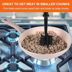 6Pcs Meat Masher, Nylon Nonstick Ground Beef Chopper with 5 Curved Blades & Ergonomic Non-Slip Handle, Heat-Resistant Potato Masher for Kitchen